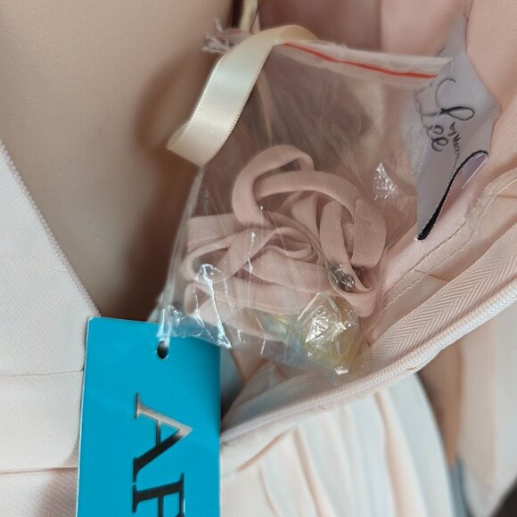 Affairs by Mori Lee Madeline Gardner Blush Pink Peach Strapless Chiffon Layered - Picture 7 of 15